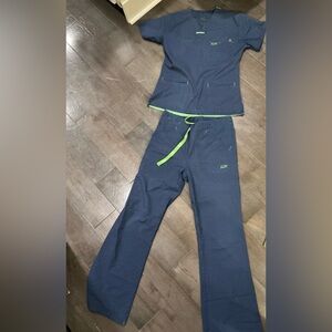 Women's Navy Blue Pants with Green Details